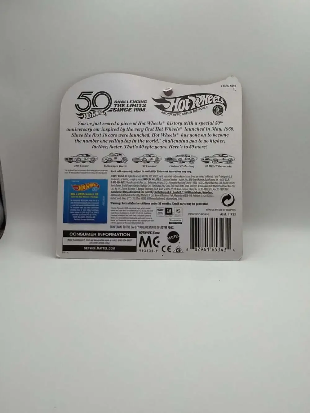 Hot Wheels 50th Anniversary Originals Volkswagen Beetle with Collector's Button